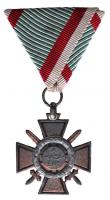 1942. A Tűzkereszt I. fokozata eredeti szalaggal + igazolvány szelvénnyel! T:2- Hungary 1942. Hungarian Fire Cross 1st class with ribbon + document C:VF
