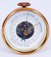 cca 1900 Okularium Kellner Szeged, réz barométer /  Brass barometer, 7cm