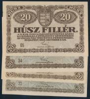 1920. 20f (4x) klf színváltozatok és sorszámok T:I,I-