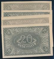 1920. 20f (4x) klf színváltozatok és sorszámok T:I,I-