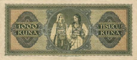 Horvátország 1943. 1000K T:II-
Croatia 1943. 1000 Kuna C:VF