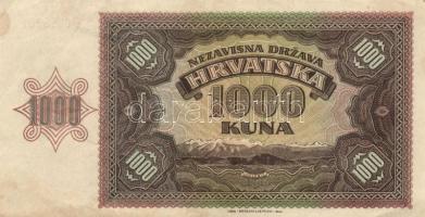 Horvátország 1941. 1000K T:II-
Croatia 1941. 1000 Kuna C:VF