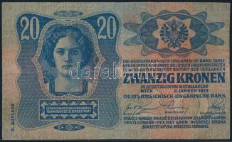 1913. 20K piros "Magyarország" körbélyegzővel és áthúzással érvénytelenítve T:III