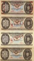 1951,1975,1989. 50Ft "MINTA" lyukasztással + piros fny-sal T:I; 1965. 50Ft "MINTA" lyukasztással T:I; 1969,1980,1983,1986. 50Ft "MINTA" lyukasztással + piros fny-sal D 000 sorozatszámmal T:I benne ezenkívül erős papírráncok, ferdén elcsúszott sorozat és folyószámok