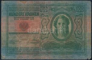 1912. 100K román felülbélyegzéssel T:III (sarokhiány)