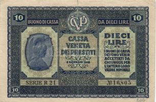 Olaszország / Velence / osztrák-magyar megszállás 1918. 10L T:III(beszakadás) Italy / Venice / Austrian-Hungarian occupation 1918. 10 Lire C:F(tear)