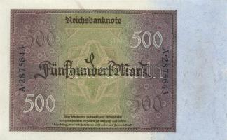 Német Birodalom / Weimari Köztársaság 1922. 500M T:I-
Germany / Weimar Republic 1922. 500 Mark C:AU