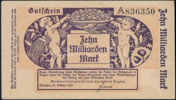 Német Birodalom / Weimari Köztársaság / Bayern 1923. 10M T:II- Germany / Weimar Republic / Bayern 1923. 10 Mark C:VF