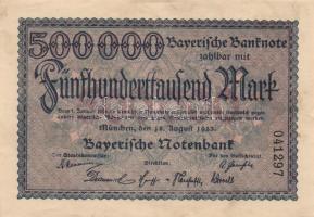 Német Birodalom / Weimari Köztársaság / München 1923. 500.000M T:I-,II Germany / Weimar Republic / Munich 1923. 500.000 Mark C:AU,XF