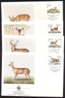 WWF: Fehérfarkú szarvas + 4 db FDC, WWF: White-tailed deer + 4 FDC