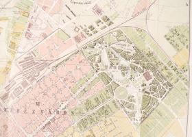 1896 Homolka József: Budapest térképe reprint 60x80 cm