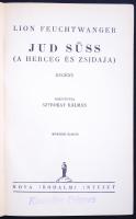 Lion Feuchtwanger: Jud Süss. Bp, 1946, Nova Irodalmi Intézet. Kiadói egészvászon kötésben, szép állapotban