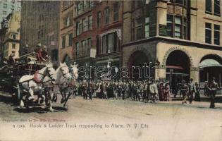 New York, Hook & Ladder Truck responding to Alarm, Chatham Nationalbank (fa)