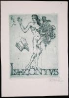 Petry Béla Albert (1902-1996): Ilus könyve. Ex libris, rézkarc, papír, jelzett, 14,5x10,5cm