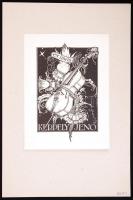 Petry Béla Albert (1902-1996): Ex libris Kerpely Jenő. Fametszet, jelzett, kartonra kasírozva, 24x16...