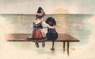 Little girl with dog