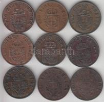 Német Államok / Poroszország 1847A-1870A 3Pf Cu (9x) klf T:2,2
German States / Prussia 1847A-1870A 3...