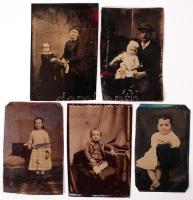 cca 1900 5db ferrotípia gyerekekről / 
Tintypes of children