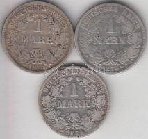 Német Birodalom 1874E-F-G 1M Ag (3x) T:3 German Empire 1874E-F-G 1 Mark Ag (3x) C:F