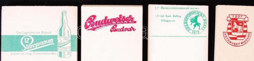 8 fajta, sörmárkás számolócédula-tömb: Budweiser, Staropramen, Ostravsky Pivovar, Dab, etc