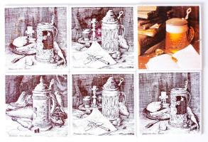 6db, illusztrált csempesöralátét /  Beer mats