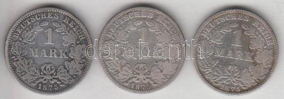 Német Birodalom 1875C-E-F 1M Ag (3x) T:3 German Empire 1875C-E-F 1 Mark Ag (3x) C:F