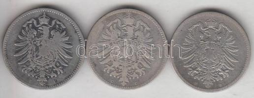 Német Birodalom 1875C-E-F 1M Ag (3x) T:3
German Empire 1875C-E-F 1 Mark Ag (3x) C:F