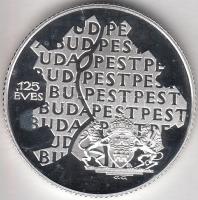 1998. 750Ft Ag "Budapest egyesítésének 125. évfordulója" T:PP Dísztokban. Tanúsítvánnyal
