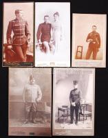 cca 1880-1900 5 db katonai fotó klf egyenruhákról kabinetfotó méretben, jó állapotban / Military uniform photos