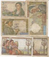 Franciaország 5db bankjegy T:II,III