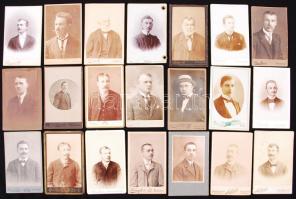 cca 1870-1900 Urak 21 db keményhétú fotó vizitkártya méretben / Men 21 vintage photos