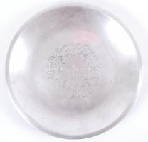 cca 1900 Finoman díszített, ezüstözött réz tányér / Silver plated brass plate, d: 22cm
