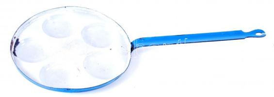 Régi, zománcozott, vas tarkedlisütő, 50cm