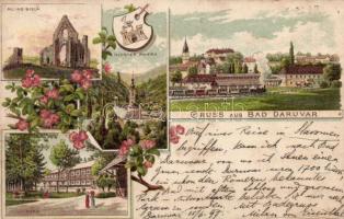 1897 Daruvár monastery, castle ruins, park, litho (EK)