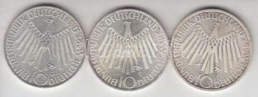 NSZK 1972D-F-G 10M Ag "Olimpia / Spirál" (3x) klf verdejellel! T:2,2-
GFR 1972D-F-G 10 Mar...