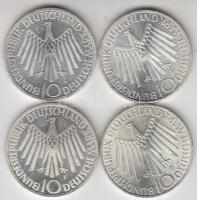 NSZK 1972D-F-G-J 10M Ag "Olimpia / Spirál" (4x) klf verdejellel! T:2,2-,PP
GFR 1972D-F-G-J...