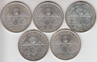 1992-1993. 200Ft Ag "MNB" (5x) T:2,2-