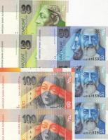 Szlovákia 1993. 20K (2x) egybefüggő párban, 50K (3x) egybefüggő csíkban, 100K (2x) egybefüggő párban T:I