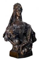 Zala György (1858-1937): Erzsébet királyné bronz mellszobra / Bust of Sissy. Bronze 35 cm