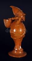 Teherhordó manó, mázas kerámia figura / 
Goblin with basket, glazed ceramic figure, 40cm