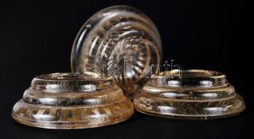 3db, régi, üveg zongoraláb alátét (egyik sérült) /  Glass mats for piano