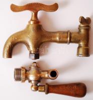 cca 1900 2db réz csap /  Brass taps, 10-13cm
