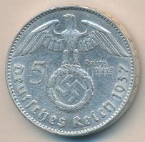 Német 3. Birodalom 1937J 5M Ag "Hindenburg" T:2-
German Third Reich 1937J 5 Marks Ag &quot...