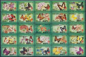 Zimbabwe 1989 Lepkéket ábrázoló 25 db-os anti-tuberkulózis levélzáró ív