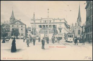Zürich Parade square, Hotel Baur, tram