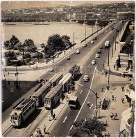 1950-1970 3db fotó Budapest közlekedéséről; villamosok, autók, épülő metróállomás, 18x24cm, 24x30 és 29x29 cm-es méretben