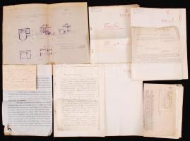 1941 Badacsonylábdihegyi lakóház építésének teljes dokumentációja tervrajzzal, költségvetéssel, levelezéssel