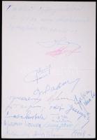 1973 A KOAX irány átadására rendezett díszvacsora menükáűrtyája, rajta többek között Horn Dezső postaügyi miniszter-helyettes, posta vezérigazgató aláírásával