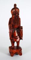 Kínai bölcs, pácolt faszobor /  Chinese sane, wooden figure, 26cm
