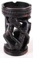 Kis afrikai totem, festett, faragott fa hamutartó / 
African style wooden ashtray, 12,5cm